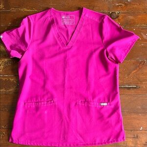 Figs Women's Vivid Pink Short Sleeve Top